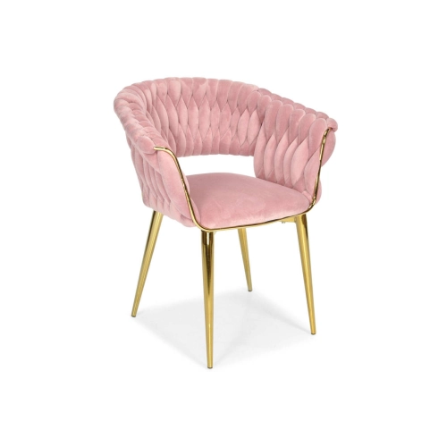 Fotelowe krzesło glamour IRIS LUX - pudrowy róż