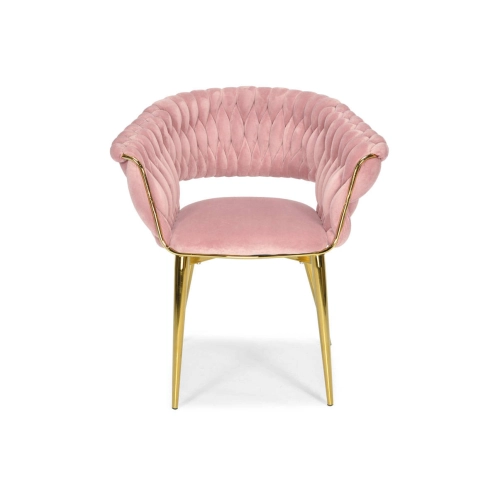 Fotelowe krzesło glamour IRIS LUX - pudrowy róż