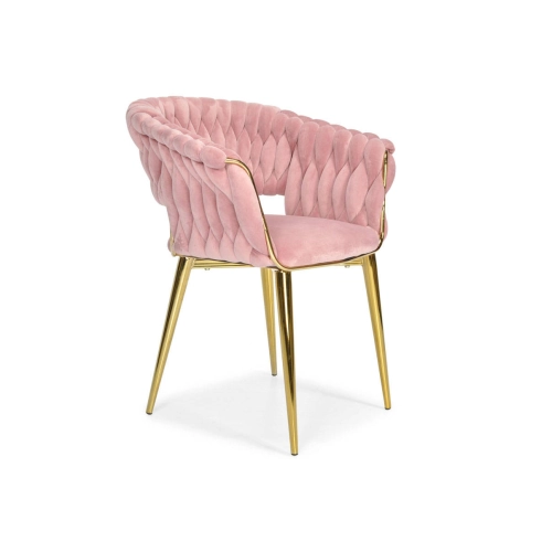 Fotelowe krzesło glamour IRIS LUX - pudrowy róż