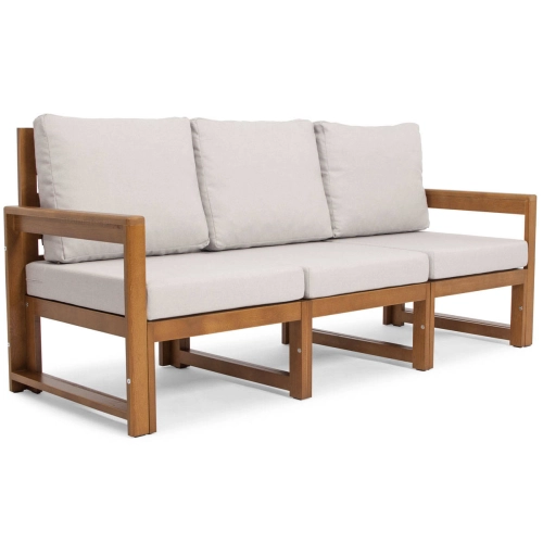 Drewniana sofa zewnętrzna 3-osobowa MALTA  brąz/szary