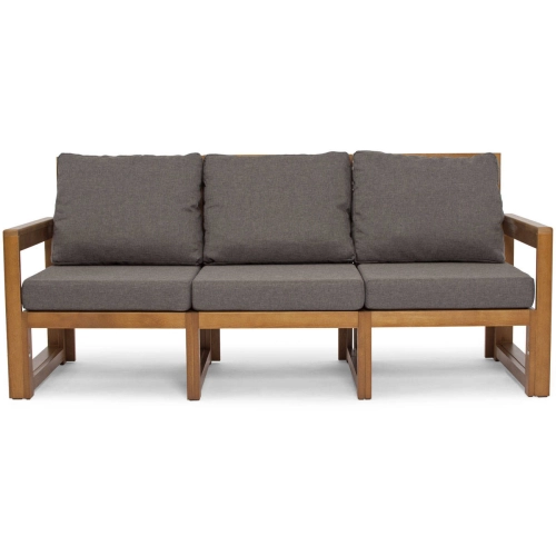 Drewniana sofa zewnętrzna 3-osobowa MALTA brąz/grafit